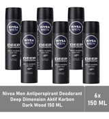 Nivea Deep Dimension Dark Sprey Erkek Deodorant 6x150 ml