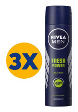 Nivea Fresh Power Antiperspirant Sprey Erkek Deodorant 3x150 ml