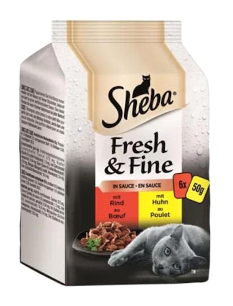 Sheba Pouch Fresh & Fine Sığır Etli Kuru Kedi Maması 6x50 gr