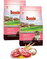 Bonnie Kuzu Pirinç Aromalı Yetişkin Kuru Kedi Maması 2x1.5 kg