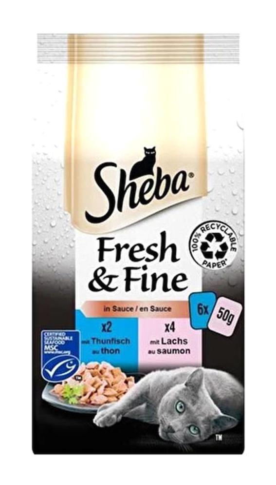 Sheba Fresh&Fine Somonlu Tuna Balığı Kuru Kedi Maması 6x50 gr