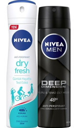 Nivea Dry Fresh-Deep Dimension Sprey Unisex Deodorant 2x150 ml