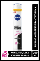 Nivea Black&White Invisible Clear Antiperspirant Sprey Kadın Deodorant 200 ml