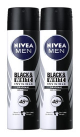 Nivea Black&White Invisible Sprey Erkek Deodorant 2x150 ml