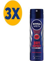 Nivea Dry Impact Sprey Erkek Deodorant 3x150 ml