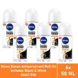 Nivea Black&White Invisible Güçlü Etki Roll-On Kadın Deodorant 6x50 ml