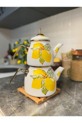 Akkoyunlu Home Limon Desenli Emaye Çaydanlık Takımı Sarı
