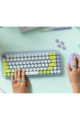 Logitech Emoji Pop Keys Dayream Sessiz Çok Renkli Kablosuz Klavye Mouse Seti