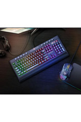 Mastek G21 + Cw902 Işıklı Ergonomik Siyah Kablolu Klavye Mouse Seti