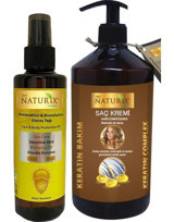 Naturix 30 Faktör Vücut İçin Bronzlaştırıcı Yağ 200 ml + Tuzsuz Bitkisel Keratin Saç Kremi 500 ml
