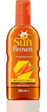 Sun Brown Havuç Yağı Vücut İçin Bronzlaştırıcı Yağ 200 ml
