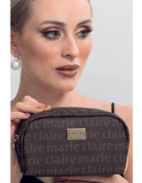 Marie Claire MC212111184 Kahverengi Yazılı Deri Makyaj Çantası