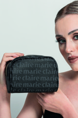Marie Claire MC222111282 Siyah Yazılı Deri Makyaj Çantası
