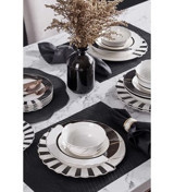 Neva N3275 Marble Plus Hibrit 24 Parça 6 Kişilik Bone China Yuvarlak Yemek Takımı