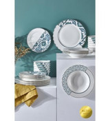 Neva N3278 Mentol Hibrit 24 Parça 6 Kişilik Bone China Yuvarlak Yemek Takımı