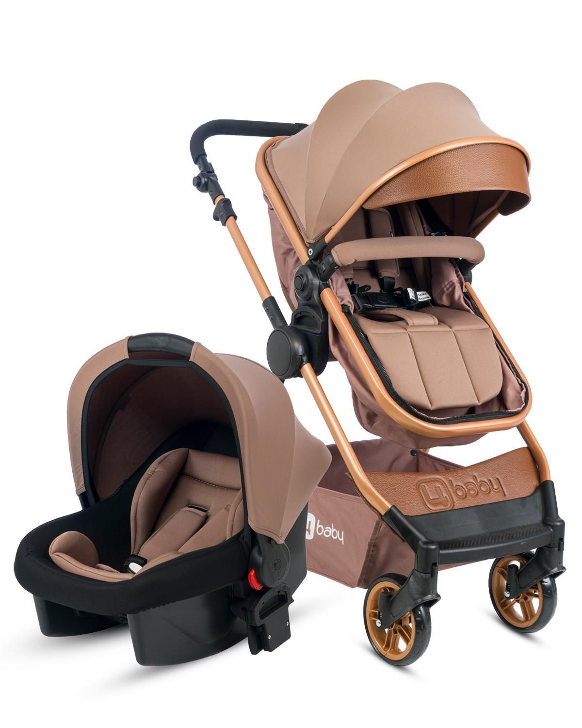 4 Baby AB-480 Cool Çift Yönlü Katlanabilir Travel Sistem Bebek Arabası Kahverengi