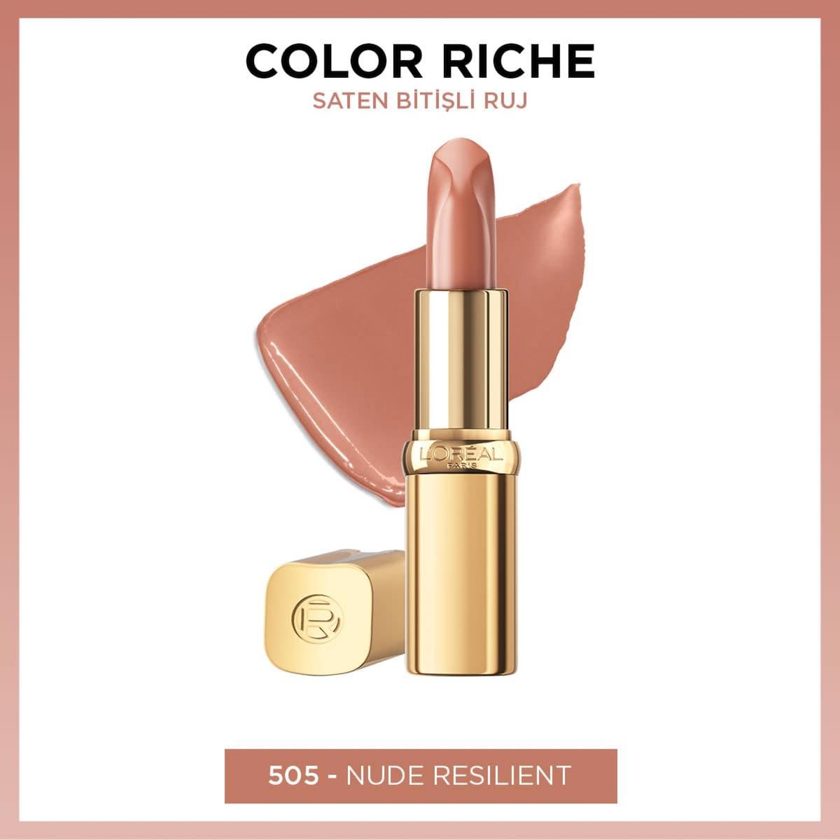 L'Oréal Paris 505 Nude Resilient Parlak Krem Lipstick Ruj