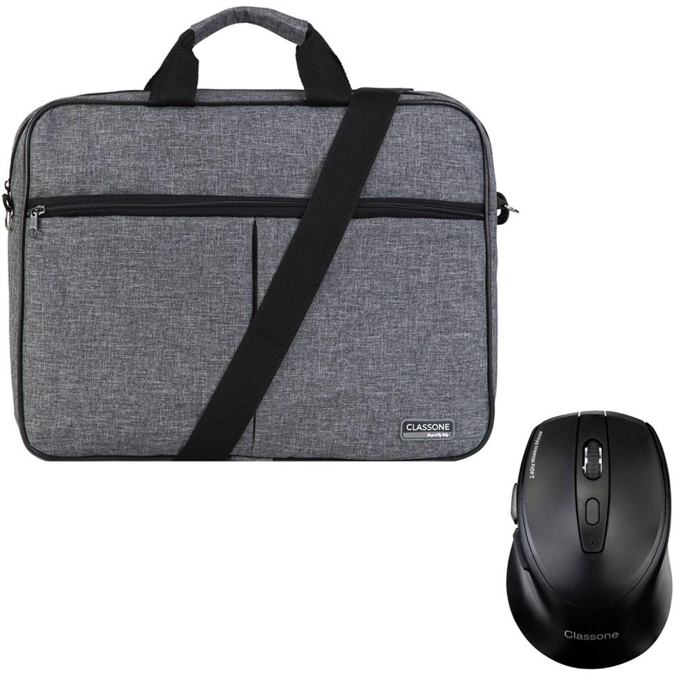 Classone BND304 15.6 inç Kumaş Laptop El Çantası Gri + Kablosuz Mouse
