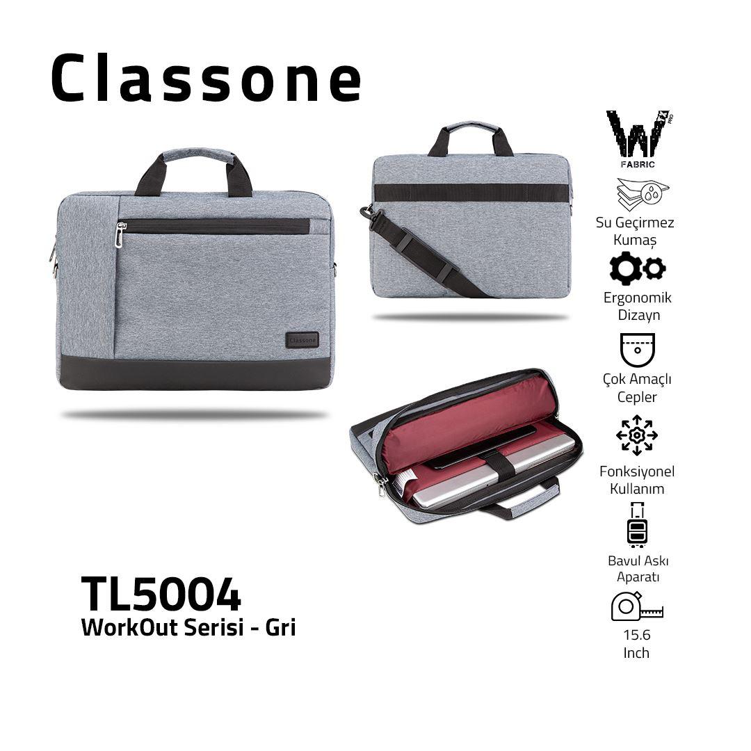 Classone TL5004 15.6 inç Kumaş Su Geçirmez Laptop Postacı Çantası Gri
