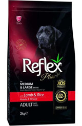 Reflex Plus Kuzu Etli-Pirinçli Yetişkin Kuru Köpek Maması 3 kg