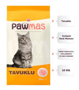 Pawmas Tavuklu Yetişkin Kuru Kedi Maması 10 kg