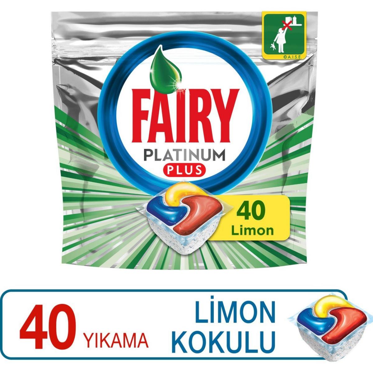 Fairy Platinum Plus Limon Kokulu Tablet Bulaşık Makinesi Deterjanı 40 Adet