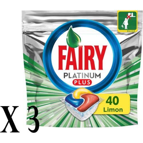 Fairy Platinum Plus Limon Kokulu Tablet Bulaşık Makinesi Deterjanı 3x40 Adet