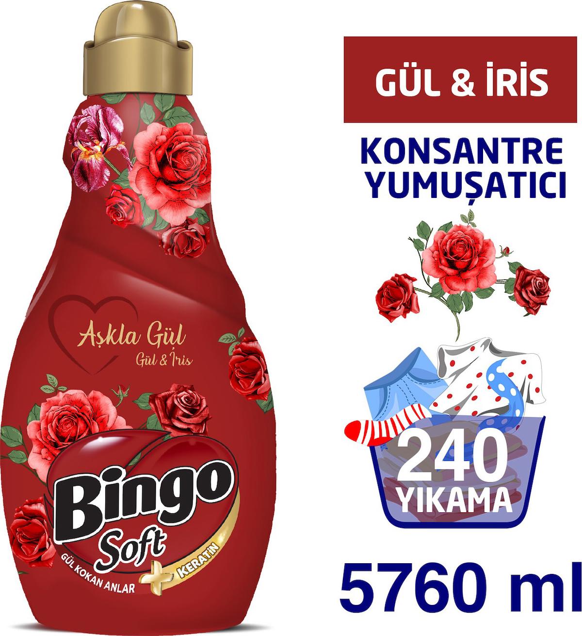 Bingo Soft Konsantre Aşkla Gül 60 Yıkama Yumuşatıcı 4x1.44 lt