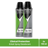 Rexona Clinical Protection Pudrasız Ter Önleyici Antiperspirant Sprey Erkek Deodorant 2x150 ml