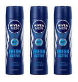 Nivea Fresh Active Ter Önleyici Sprey Erkek Deodorant 3x150 ml