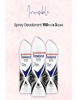 Rexona Invisible Pudrasız Ter Önleyici Antiperspirant Sprey Kadın Deodorant 3x150 ml
