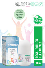 Siveno Teen Bitkisel Lekesiz Vegan Pudralı Ter Önleyici Organik Antiperspirant Roll-On Unisex Deodorant 50 ml
