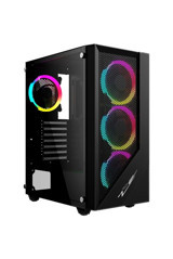 Gameline Fx15 RGB Mesh Sıvı Soğutmalı 4 Fanlı Siyah Dikey Kullanım Micro ATX Toplanmış Bilgisayar Kasası