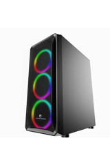 Gametech Legend Pro RGB Mesh Sıvı Soğutmalı 4 Fanlı Siyah Dikey Kullanım Micro ATX Oyuncu Bilgisayar Kasası