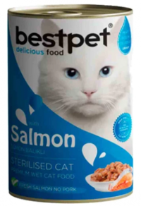 Bestpet Kısırlaştırılmış Somonlu Jöleli Yetişkin Yaş Kedi Maması 400 gr