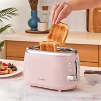 Cookplus Crusty 2 Dilim Kırıntı Tepsili Telli 700 W Pembe Vintage Mini Ekmek Kızartma Makinesi