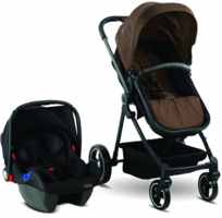 Babyhope Pasific BH-3012 Çift Yönlü Katlanabilir Tek Elle Kapanan 360 Derece Dönen Tam Yatar Kabin Tipi Travel Sistem Bebek Arabası Kahverengi