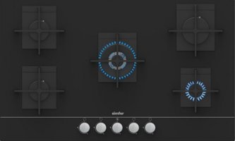 Simfer 3917 Wok Gözlü Siyah Cam 5 Gözlü Doğalgazlı Ankastre Ocak