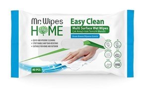 Mr. Wipes Easy Clean Okyanus Esintisi Kokulu 40 Yaprak 2'li Paket Yüzey Temizleme Mendili