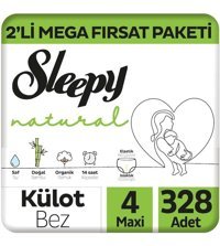 Sleepy Natural 4 Numara Organik Külot Bebek Bezi 328 Adet