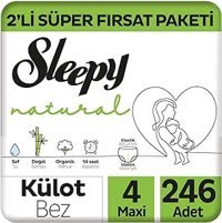 Sleepy Natural 4 Numara Organik Külot Bebek Bezi 246 Adet