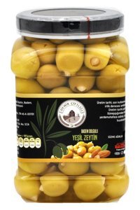 Demir Çiftliği Çekirdeksiz Salamura Bademli Yeşil Zeytin Kavanoz 1 kg