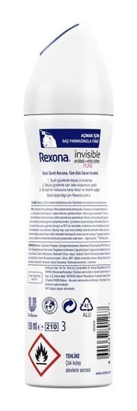 Rexona Black&White Invisible Pure Sprey Kadın Deodorant 6x150 ml