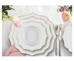 The Mia Estee 24 Parça 6 Kişilik Bone China Porselen Yuvarlak Yemek Takımı