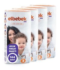 Elbebek Elite 3 Numara Bantlı Bebek Bezi 144'lü