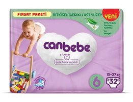 Canbebe 6 Numara Bantlı Bebek Bezi 32'li