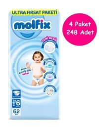 Molfix 6 Numara Bantlı Bebek Bezi 4x62'li