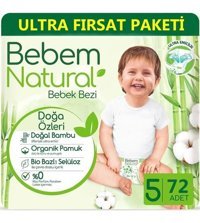 Bebem Natural 5 Numara Bantlı Bebek Bezi 144'lü