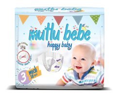 Mutlu Bebe Midi 3 Numara Cırtlı Bebek Bezi 28 Adet