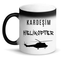 Baskıtech Kardeşim Helikopter Baskılı Sihirli Porselen Kupa